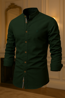 (PAGUE 1 LEVE 2) Camisa de Botão Social Masculina Manga Longa Gola Padre + (BRINDE)
