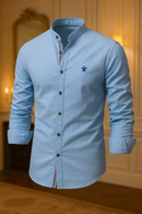 (PAGUE 1 LEVE 2) Camisa de Botão Social Masculina Manga Longa Gola Padre + (BRINDE)