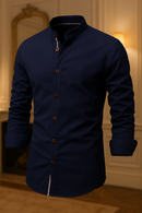 (PAGUE 1 LEVE 2) Camisa de Botão Social Masculina Manga Longa Gola Padre + (BRINDE)