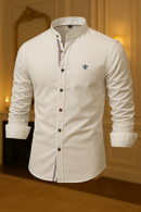 (PAGUE 1 LEVE 2) Camisa de Botão Social Masculina Manga Longa Gola Padre + (BRINDE)