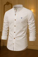 (PAGUE 1 LEVE 2) Camisa de Botão Social Masculina Manga Longa Gola Padre + (BRINDE)
